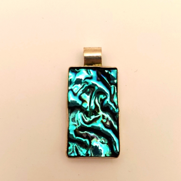 Blue dichroic glass pendant - Picture 1 of 3